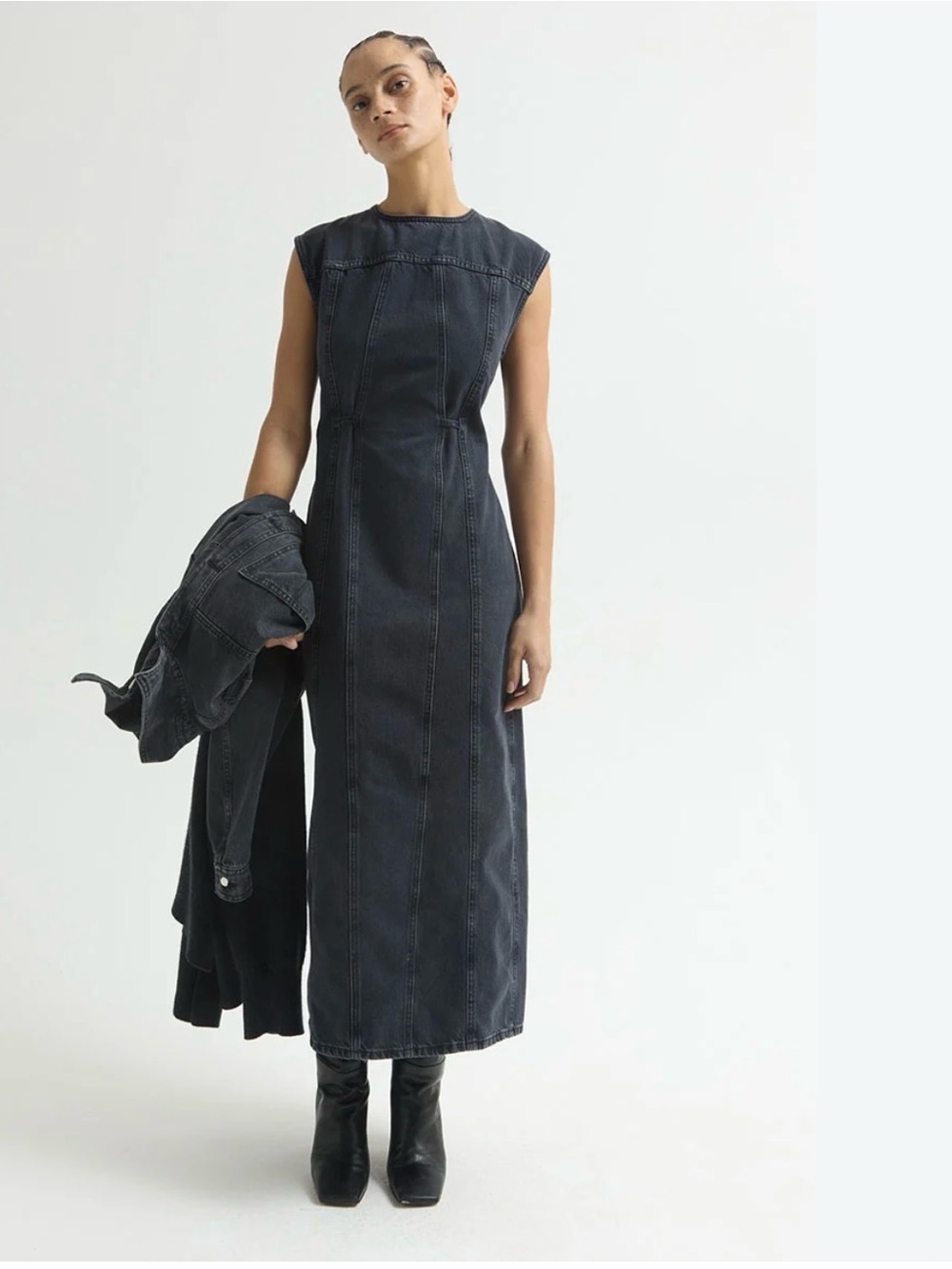 Dala open back denim dress